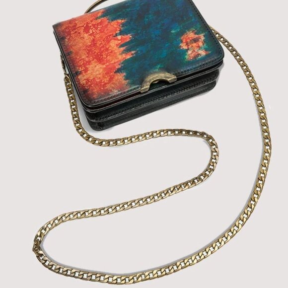 Beautiful Watercolor Cross body Leather Small Bag - Picture 2 of 5